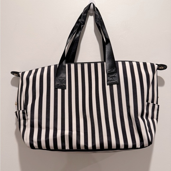 Alice + Olivia Handbags - Alice + Olivia Stacey Bendet Black and White Striped Duffle Tote Bag NWT